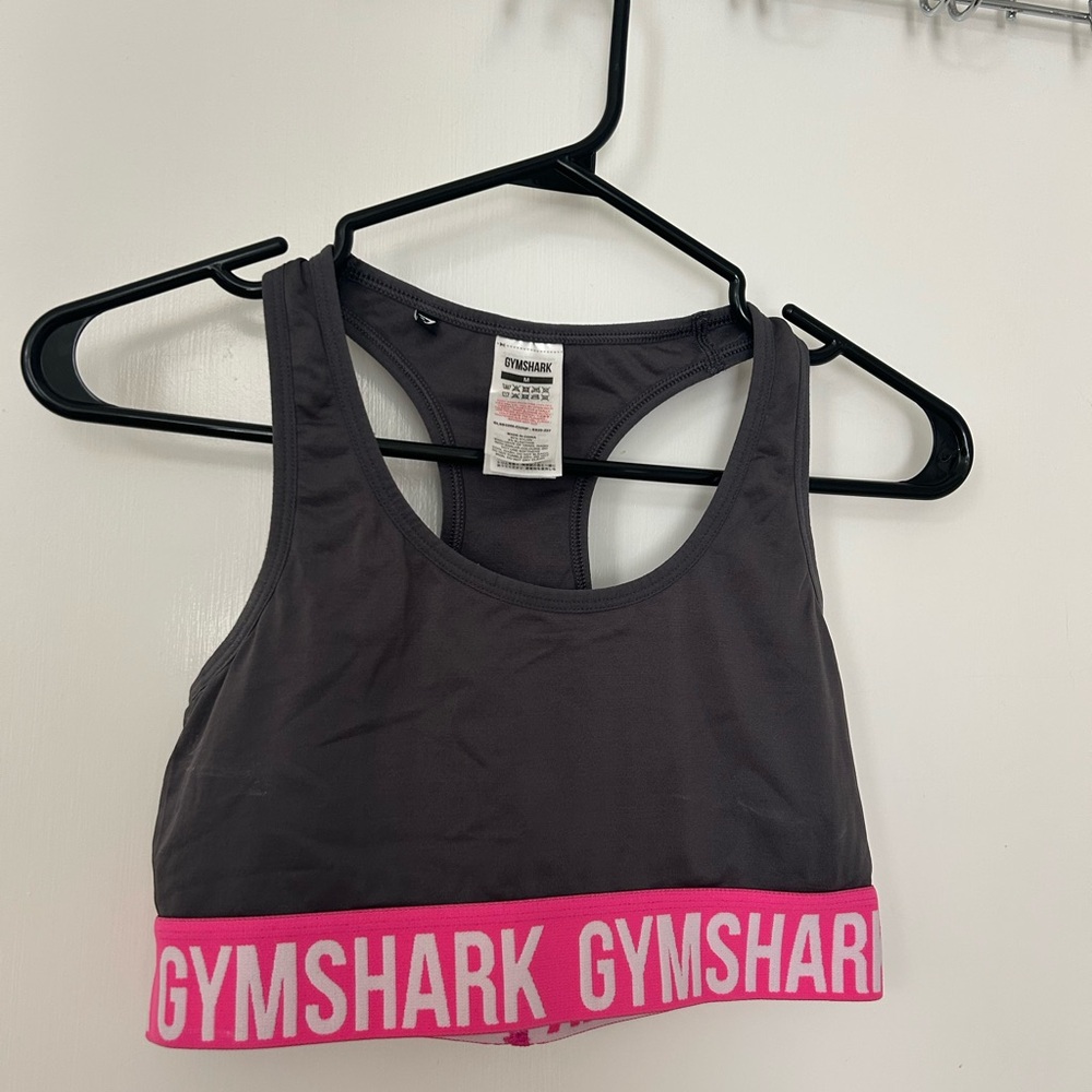 Gymshark Gray and Pink Sports Bra Racerback